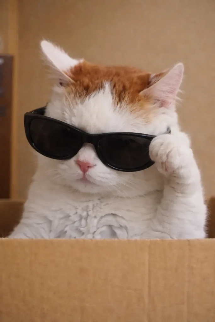 Stylish cat wearing sunglasses cool vibe